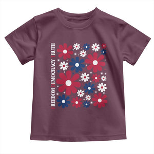 Subtle FDT Toddler T Shirt Boho Floral Red White Blue Social Justice TS10 Maroon Print Your Wear