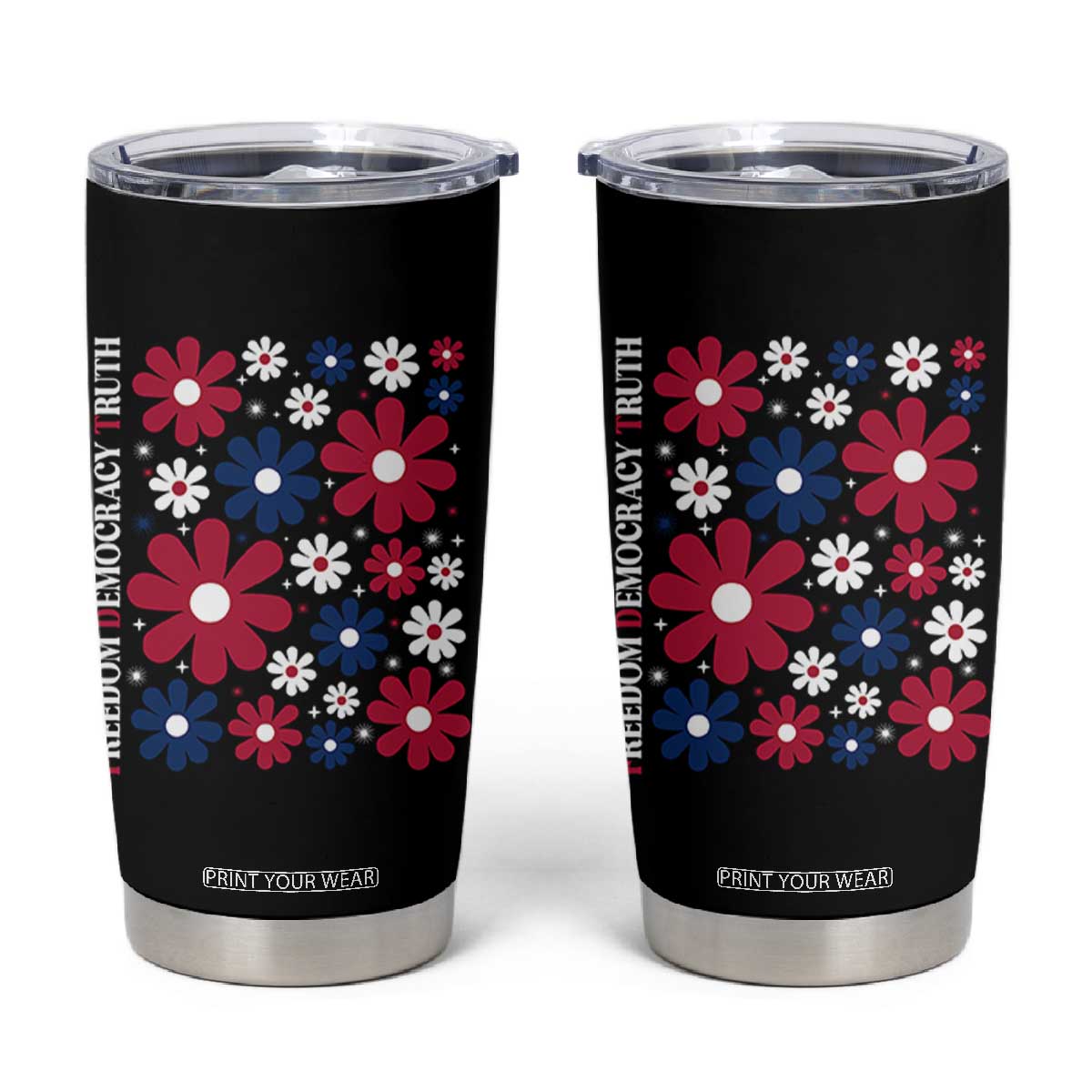 Subtle FDT Tumbler Cup Boho Floral Red White Blue Social Justice TS10 Black Print Your Wear