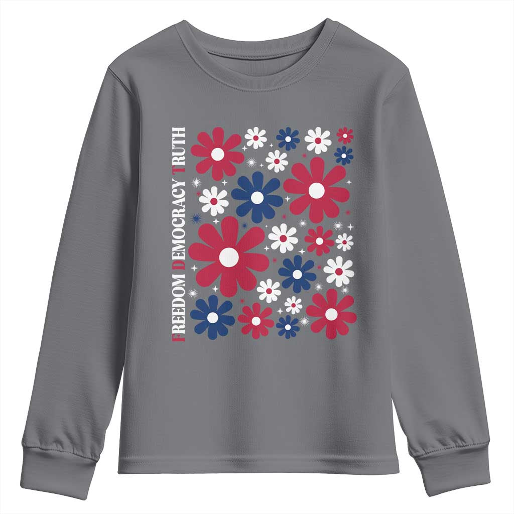 Subtle FDT Youth Sweatshirt Boho Floral Red White Blue Social Justice TS10 Charcoal Print Your Wear