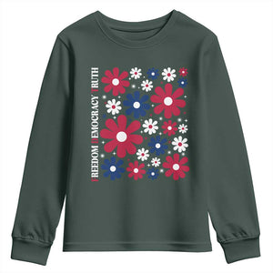 Subtle FDT Youth Sweatshirt Boho Floral Red White Blue Social Justice TS10 Dark Forest Green Print Your Wear