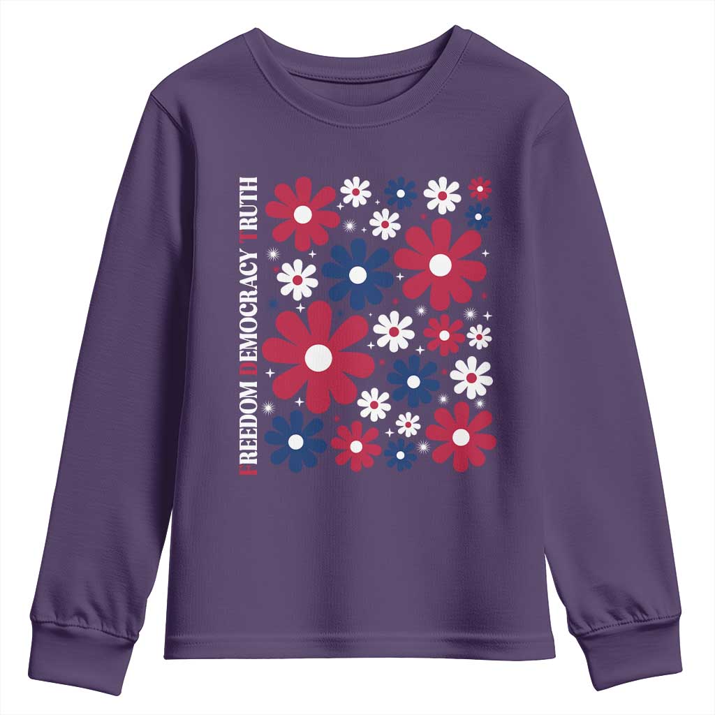 Subtle FDT Youth Sweatshirt Boho Floral Red White Blue Social Justice TS10 Purple Print Your Wear