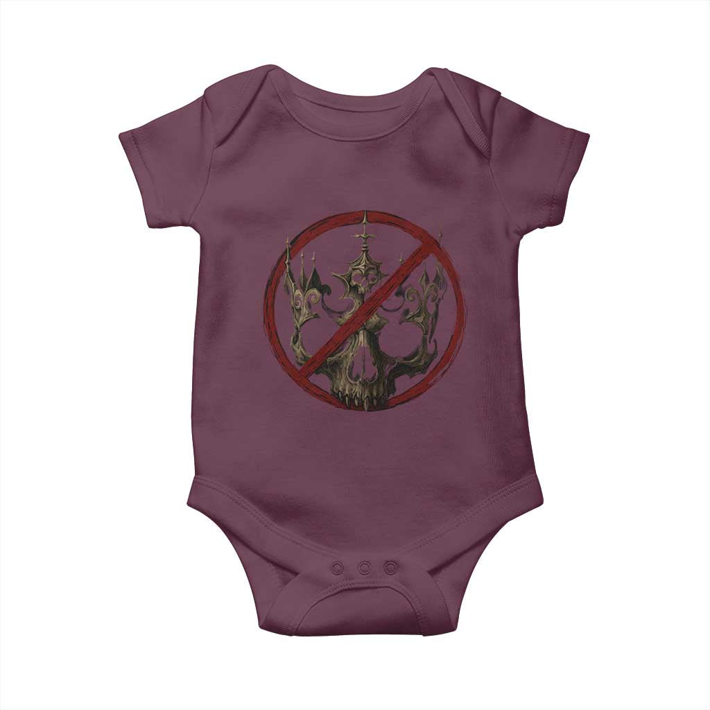 No Kings in America Baby Onesie Skull Crown Nope Kings TS10 Maroon Print Your Wear