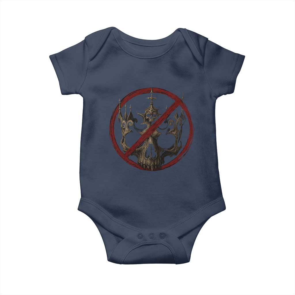 No Kings in America Baby Onesie Skull Crown Nope Kings TS10 Navy Print Your Wear