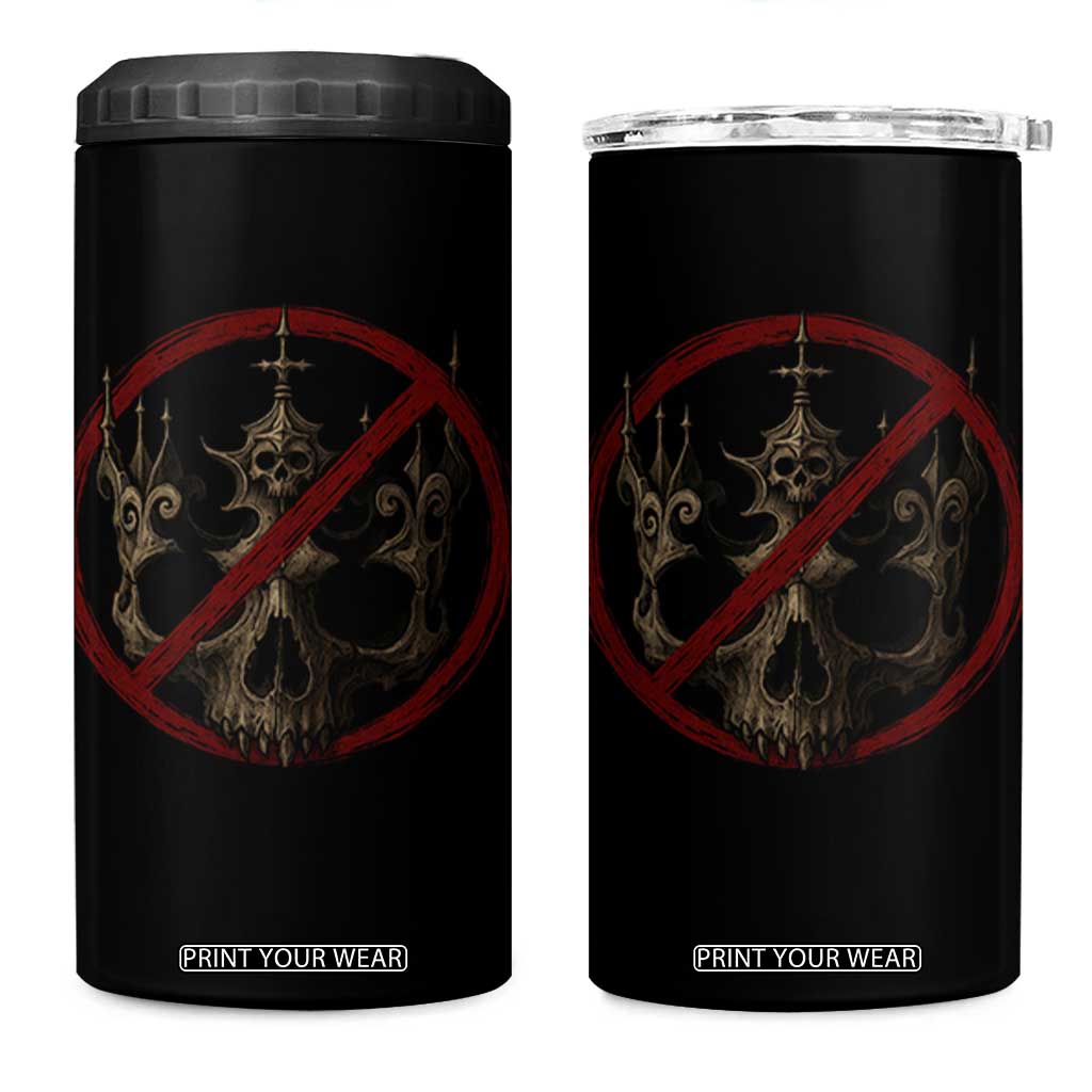 No Kings in America 4 in 1 Can Cooler Tumbler Skull Crown Nope Kings TS10 One Size: 16 oz Black Print Your Wear