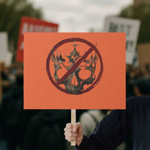 No Kings in America Protest Sign Skull Crown Nope Kings TS10 Horizontal 18" × 24" Orange Print Your Wear