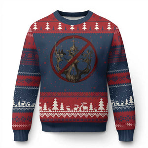 No Kings in America Ugly Christmas Sweater Skull Crown Nope Kings - Print Your Wear