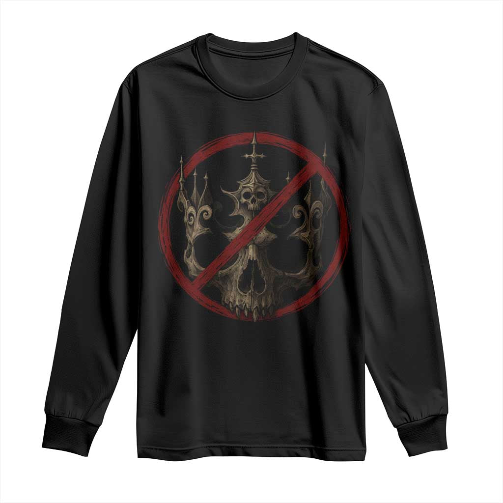 No Kings in America Long Sleeve Shirt Skull Crown Nope Kings TS10 Black Print Your Wear