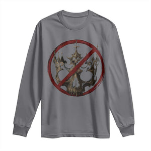 No Kings in America Long Sleeve Shirt Skull Crown Nope Kings TS10 Charcoal Print Your Wear