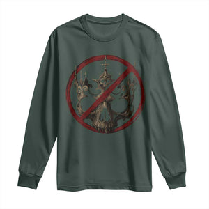 No Kings in America Long Sleeve Shirt Skull Crown Nope Kings TS10 Dark Forest Green Print Your Wear