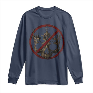 No Kings in America Long Sleeve Shirt Skull Crown Nope Kings TS10 Navy Print Your Wear