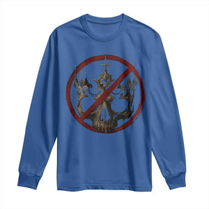 No Kings in America Long Sleeve Shirt Skull Crown Nope Kings TS10 Royal Blue Print Your Wear