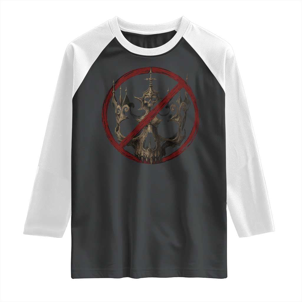 No Kings in America Raglan Shirt Skull Crown Nope Kings TS10 Black White Print Your Wear