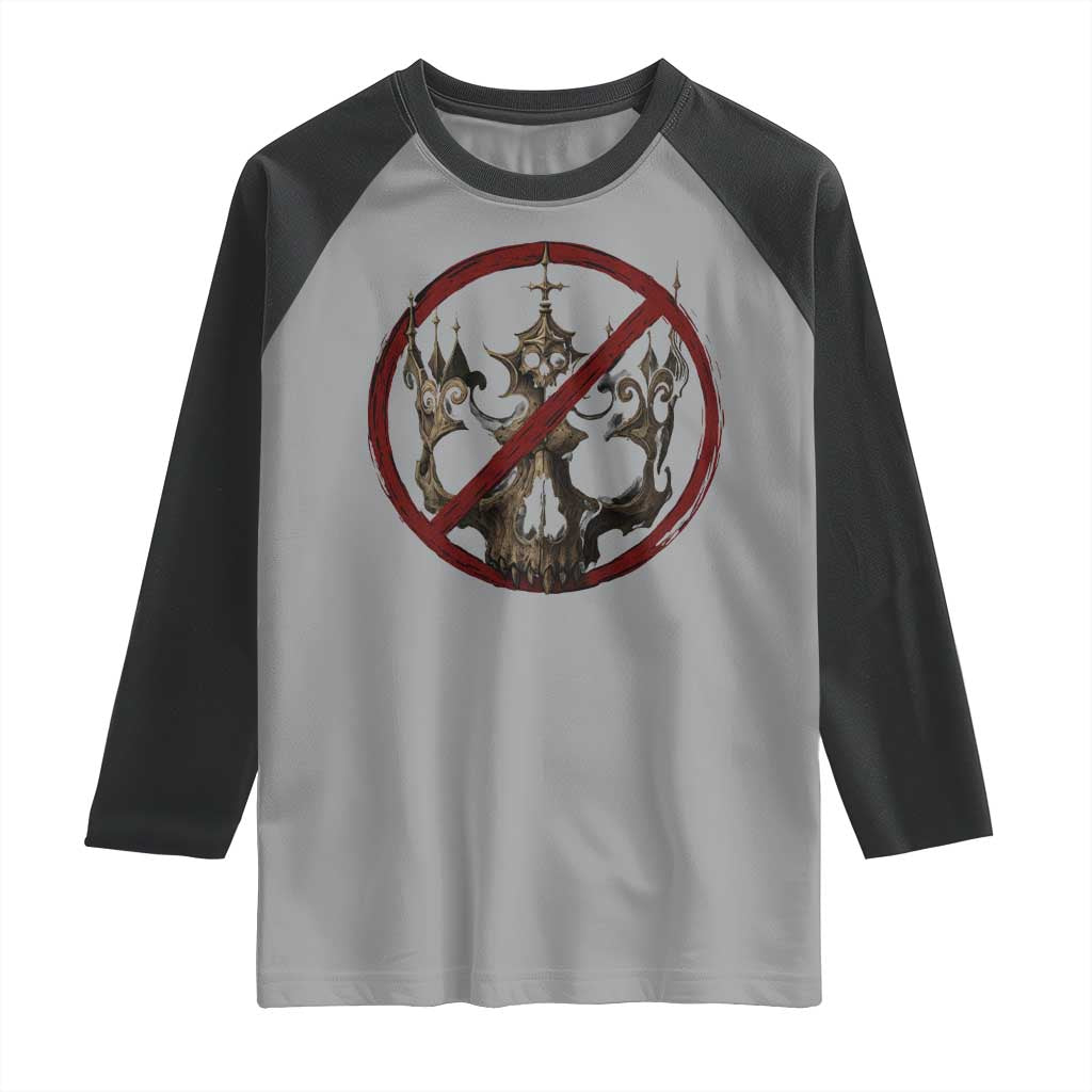 No Kings in America Raglan Shirt Skull Crown Nope Kings TS10 Sport Gray Black Print Your Wear