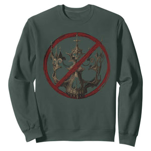 No Kings in America Sweatshirt Skull Crown Nope Kings TS10 Dark Forest Green Print Your Wear