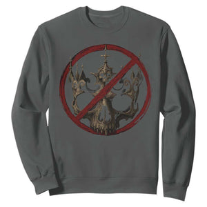 No Kings in America Sweatshirt Skull Crown Nope Kings TS10 Dark Heather Print Your Wear