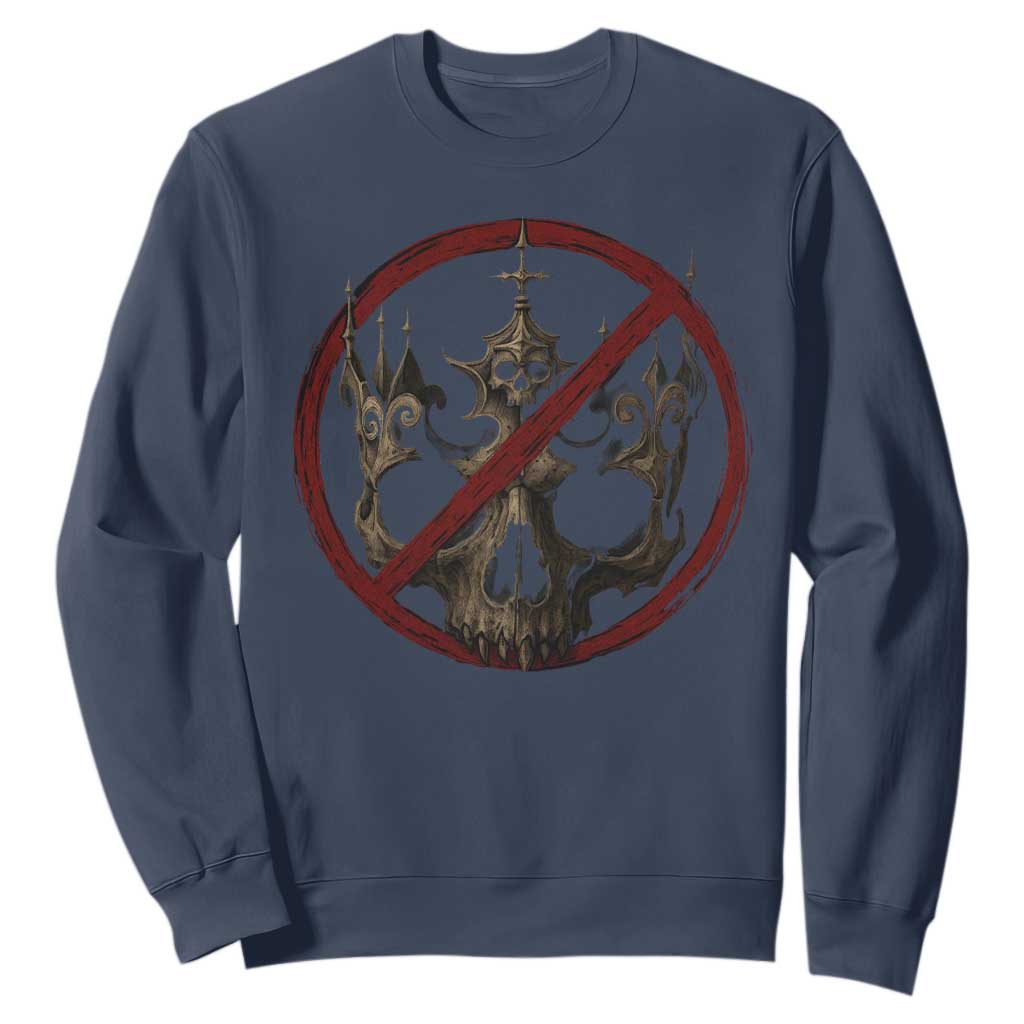 No Kings in America Sweatshirt Skull Crown Nope Kings TS10 Navy Print Your Wear