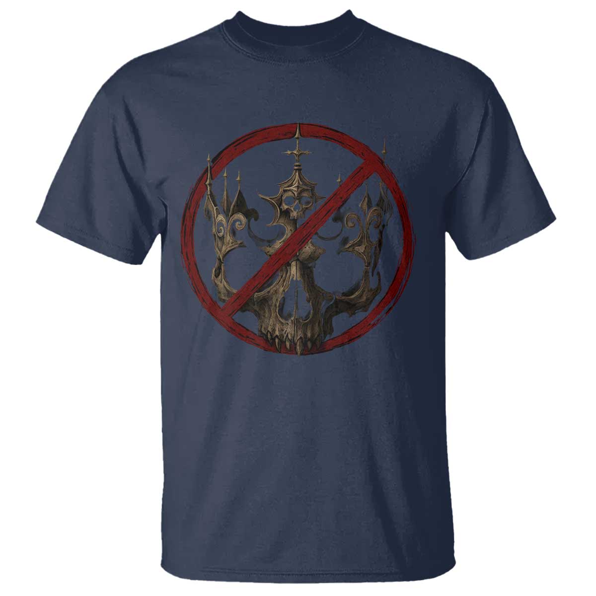 No Kings in America T Shirt Skull Crown Nope Kings TS10 Navy Print Your Wear