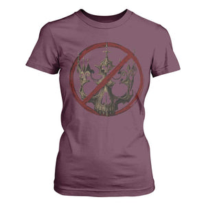 No Kings in America T Shirt For Women Skull Crown Nope Kings TS10 Maroon Print Your Wear