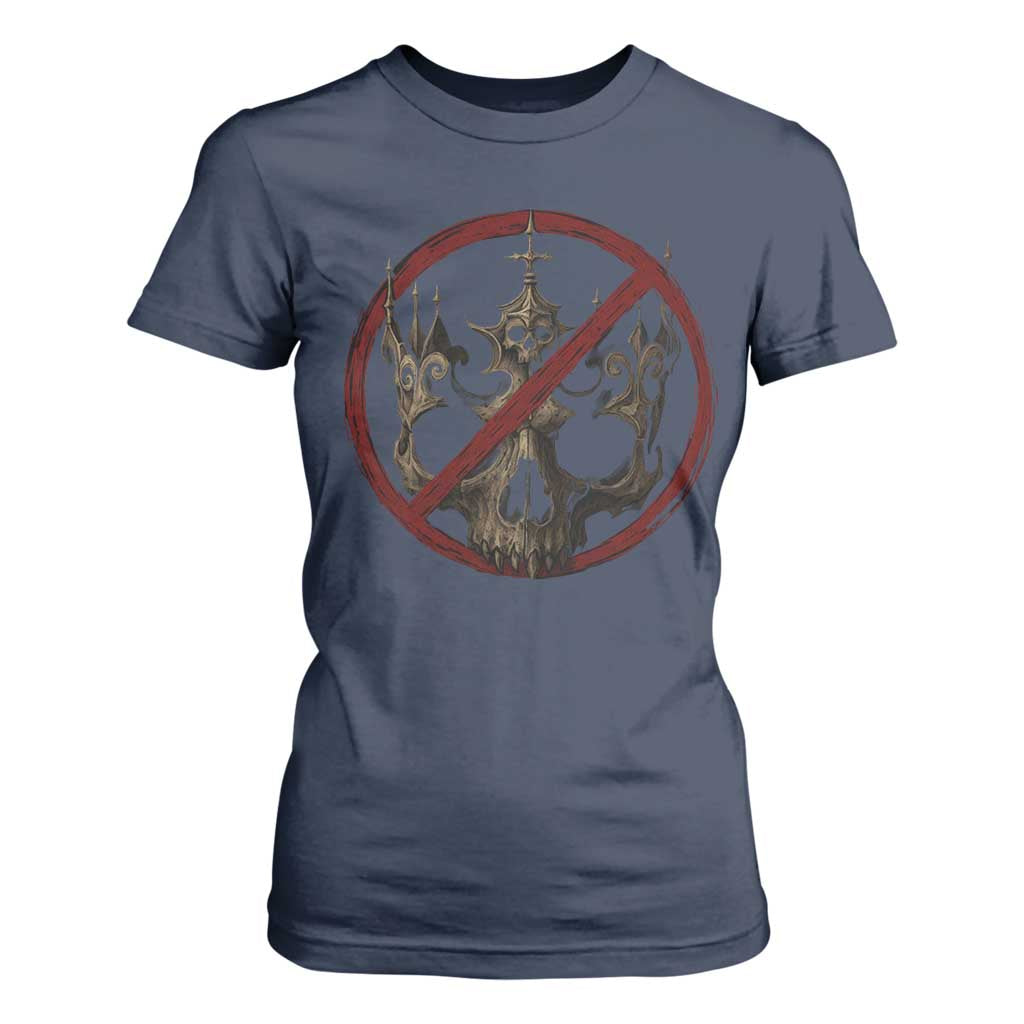 No Kings in America T Shirt For Women Skull Crown Nope Kings TS10 Navy Print Your Wear