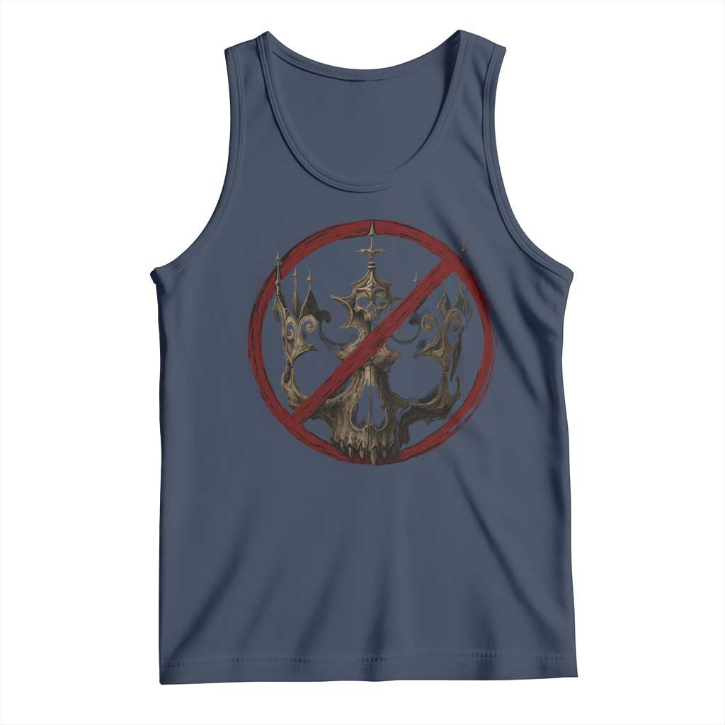No Kings in America Tank Top Skull Crown Nope Kings TS10 Navy Print Your Wear