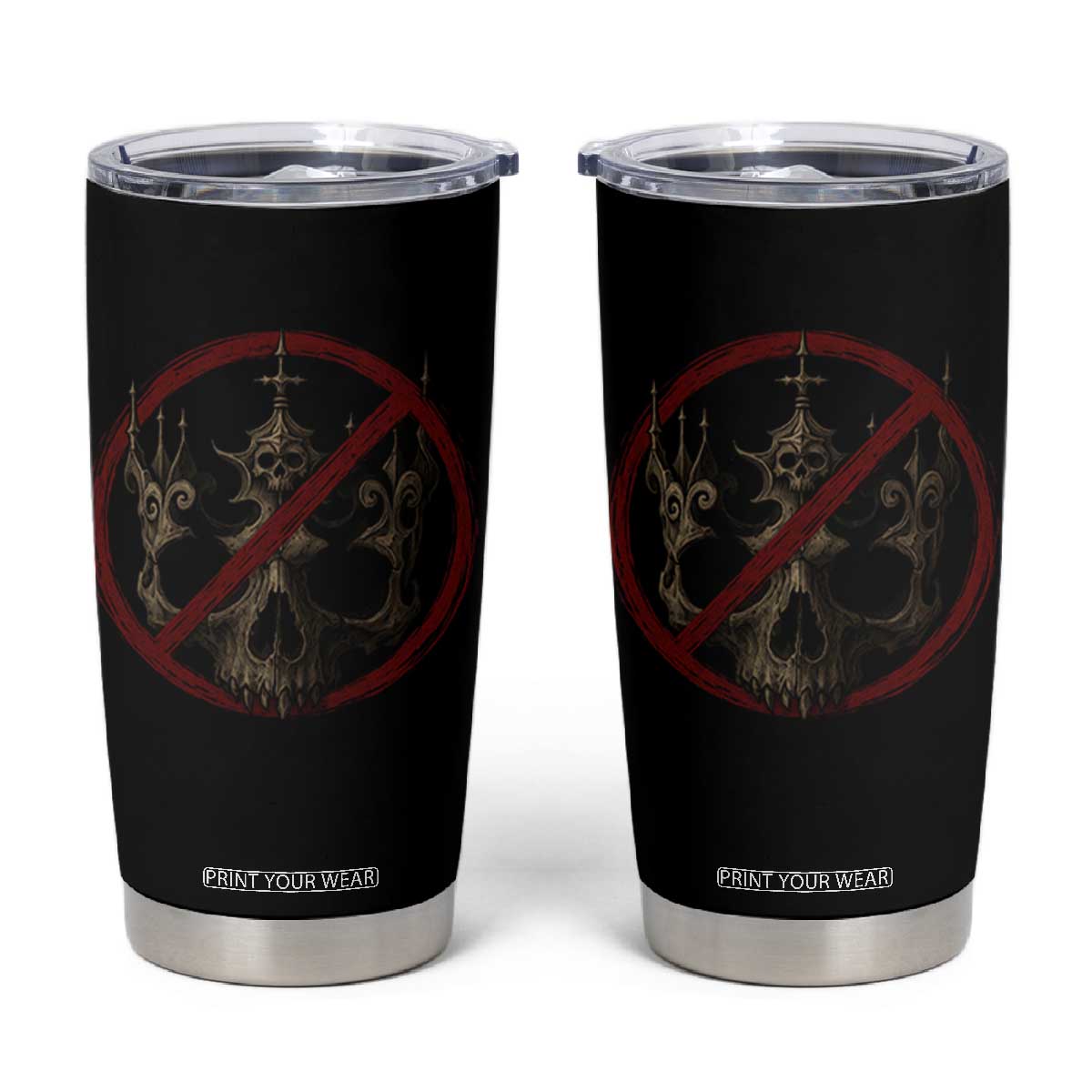 No Kings in America Tumbler Cup Skull Crown Nope Kings TS10 Black Print Your Wear