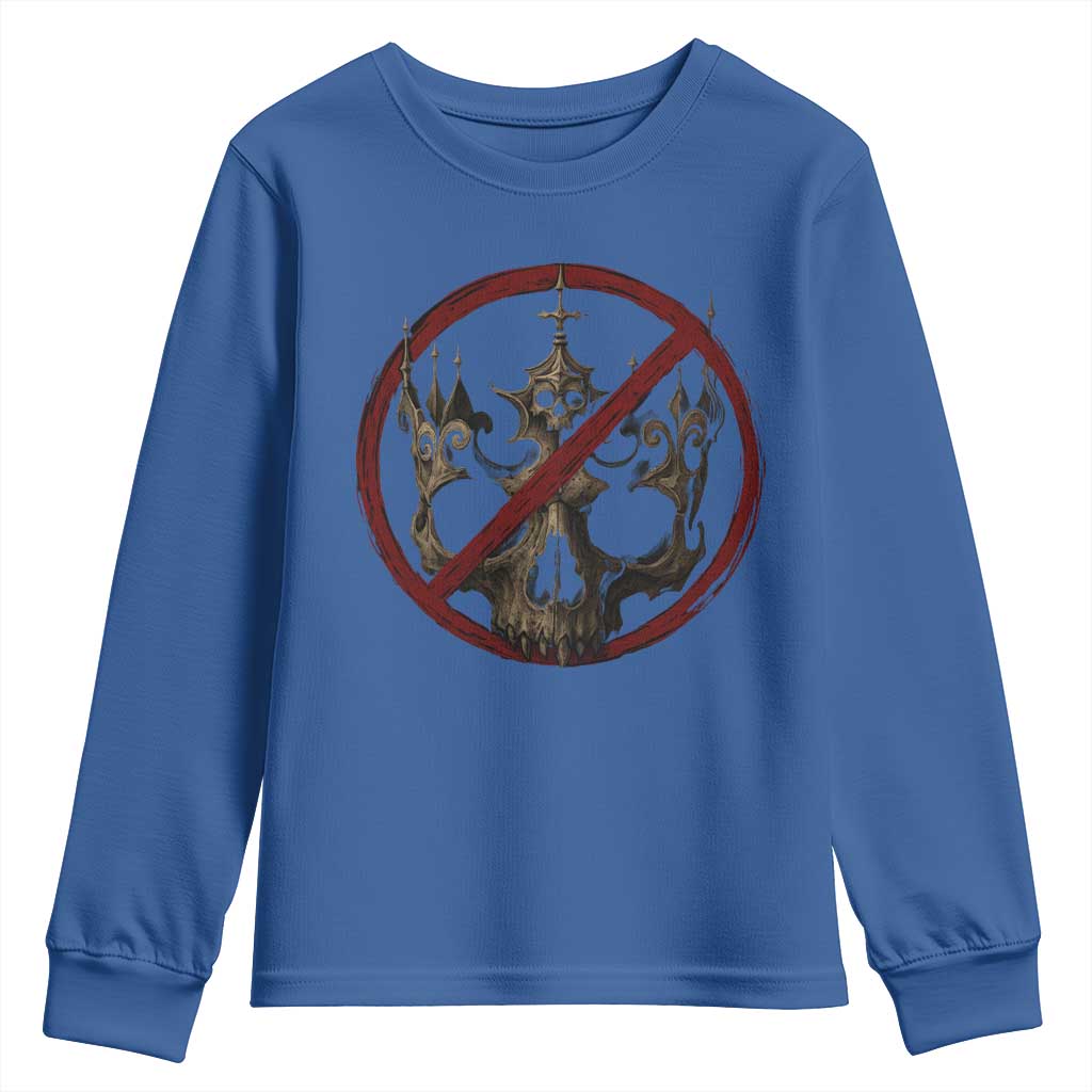 No Kings in America Youth Sweatshirt Skull Crown Nope Kings TS10 Royal Blue Print Your Wear