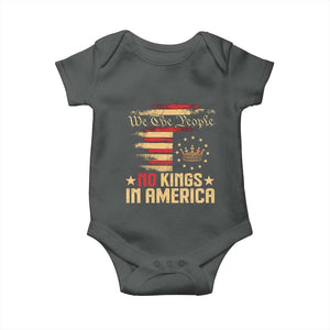No Kings in America Baby Onesie Vintage Old American Flag Patriotic 1776 We The People TS10 Dark Heather Print Your Wear