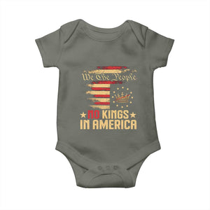 No Kings in America Baby Onesie Vintage Old American Flag Patriotic 1776 We The People TS10 Military Green Print Your Wear