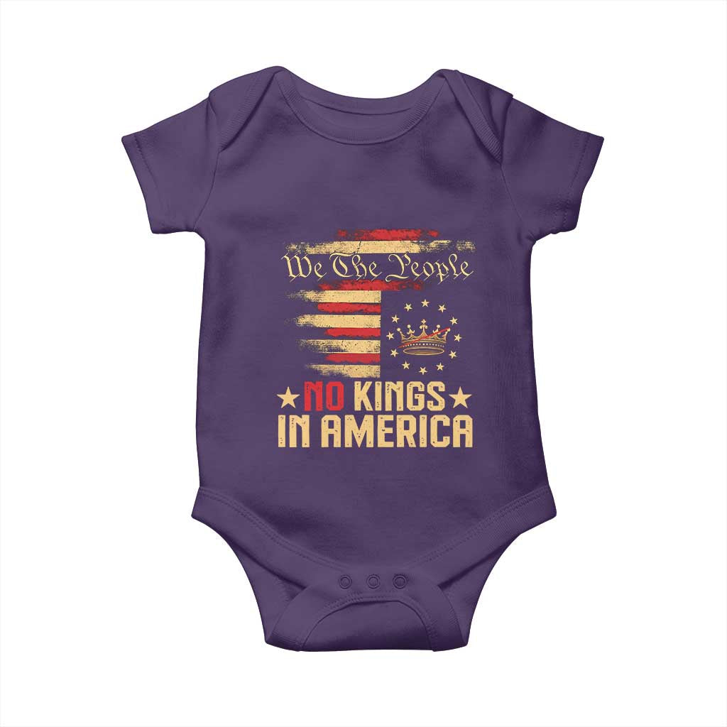 No Kings in America Baby Onesie Vintage Old American Flag Patriotic 1776 We The People TS10 Purple Print Your Wear