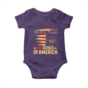 No Kings in America Baby Onesie Vintage Old American Flag Patriotic 1776 We The People TS10 Purple Print Your Wear