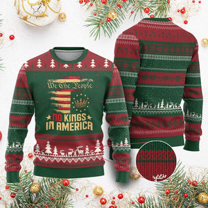 No Kings in America Ugly Christmas Sweater Vintage Old American Flag Patriotic 1776 We The People TS10 Red Green Print Your Wear