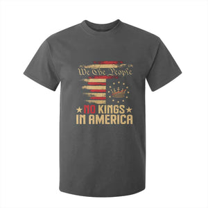 No Kings in America T Shirt For Kid Vintage Old American Flag Patriotic 1776 We The People TS10 Dark Heather Print Your Wear
