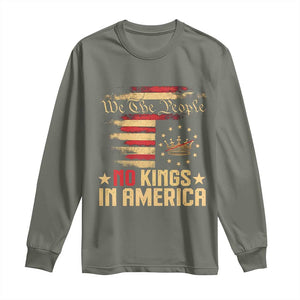 No Kings in America Long Sleeve Shirt Vintage Old American Flag Patriotic 1776 We The People TS10 Military Green Print Your Wear