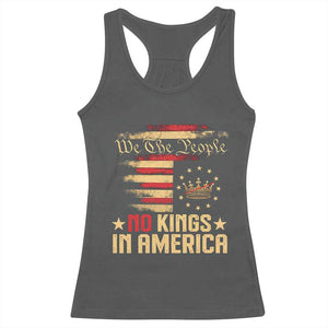 No Kings in America Racerback Tank Top Vintage Old American Flag Patriotic 1776 We The People TS10 Dark Heather Print Your Wear