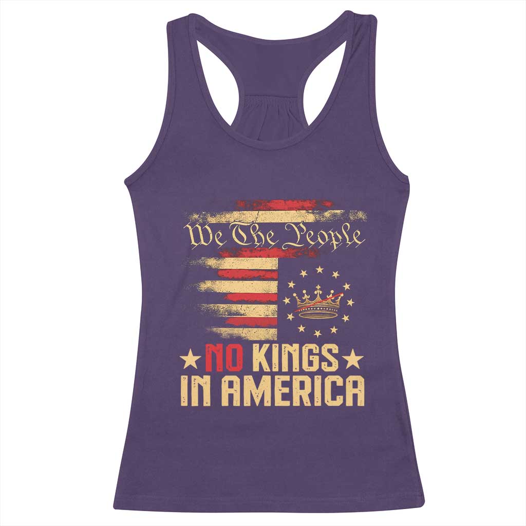 No Kings in America Racerback Tank Top Vintage Old American Flag Patriotic 1776 We The People TS10 Purple Print Your Wear