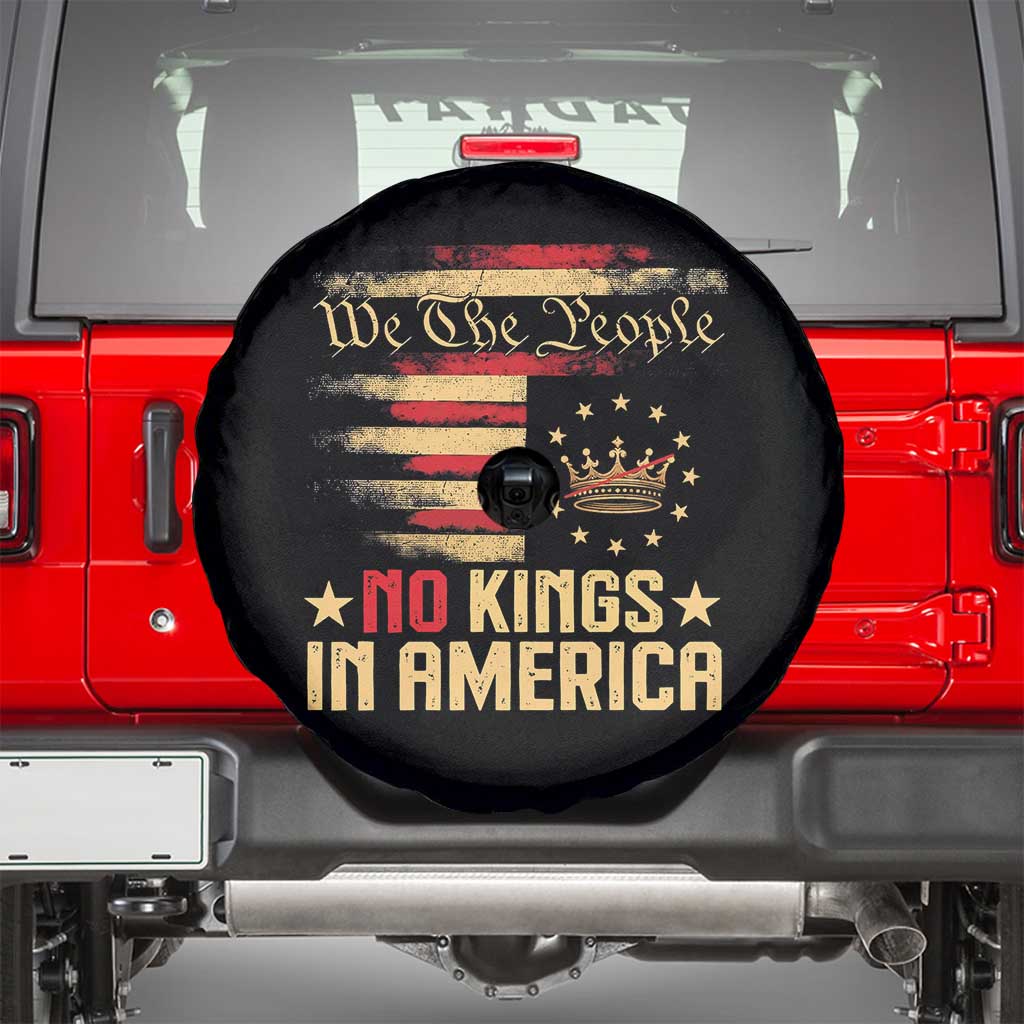 No Kings in America Spare Tire Cover Vintage Old American Flag Patriotic 1776 We The People TS10 Black Print Your Wear