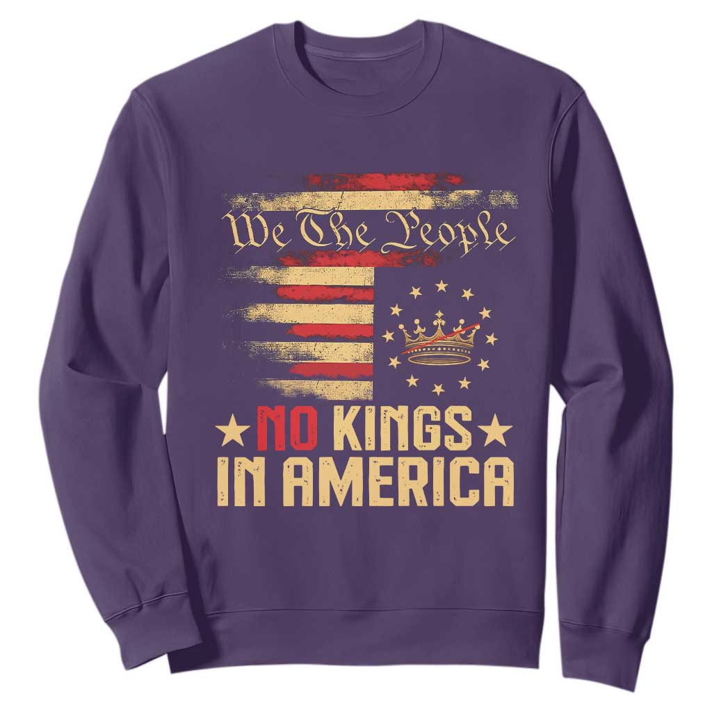 No Kings in America Sweatshirt Vintage Old American Flag Patriotic 1776 We The People TS10 Purple Print Your Wear