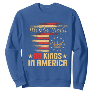 No Kings in America Sweatshirt Vintage Old American Flag Patriotic 1776 We The People TS10 Royal Blue Print Your Wear
