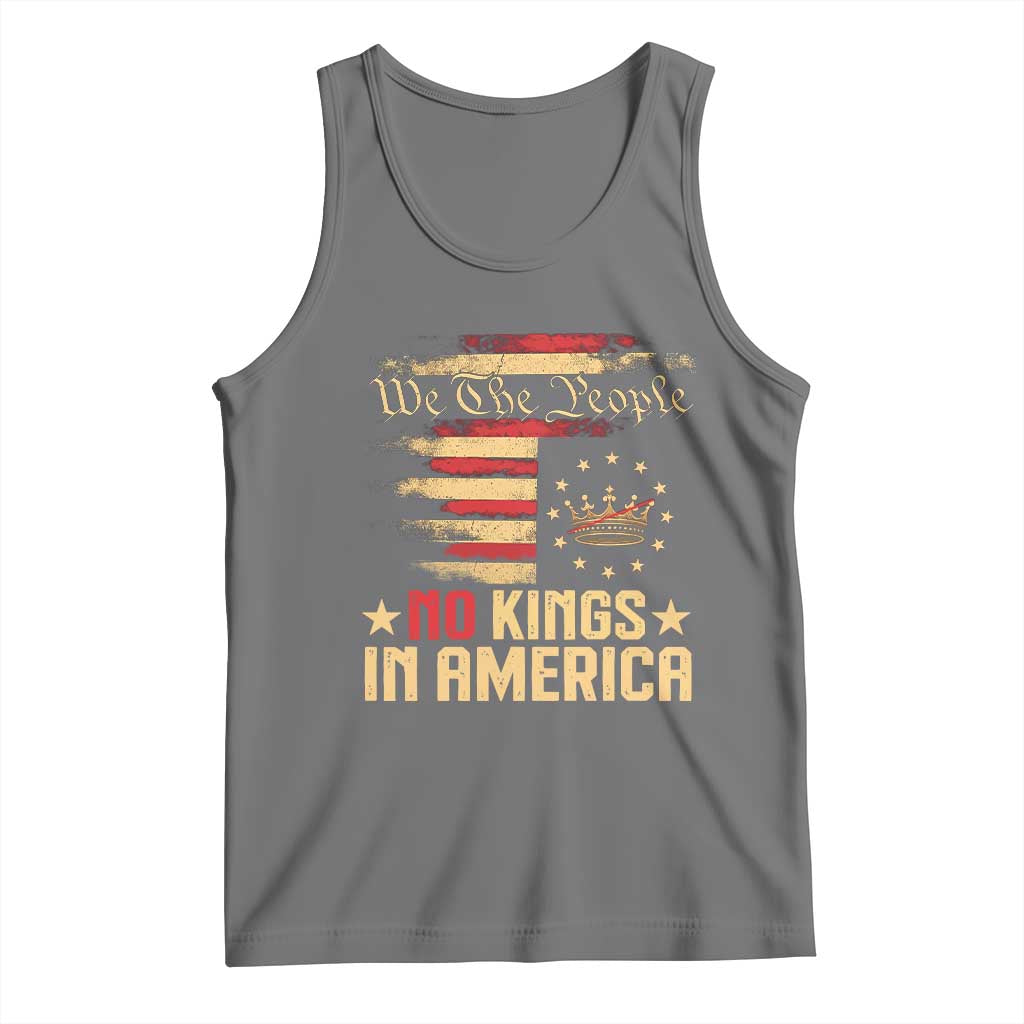 No Kings in America Tank Top Vintage Old American Flag Patriotic 1776 We The People TS10 Black Heather Print Your Wear
