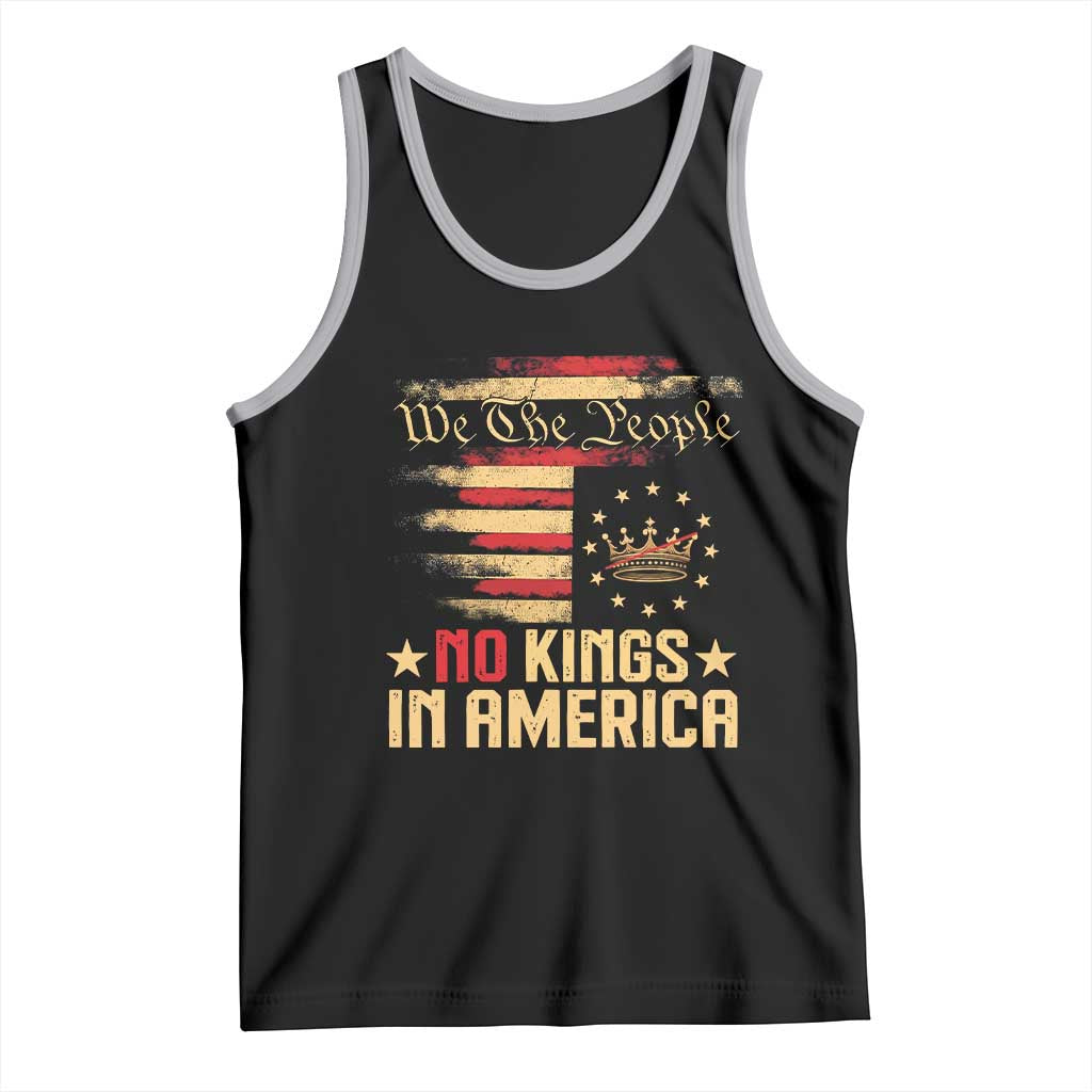 No Kings in America Tank Top Vintage Old American Flag Patriotic 1776 We The People TS10 Black Athletic Heather Print Your Wear