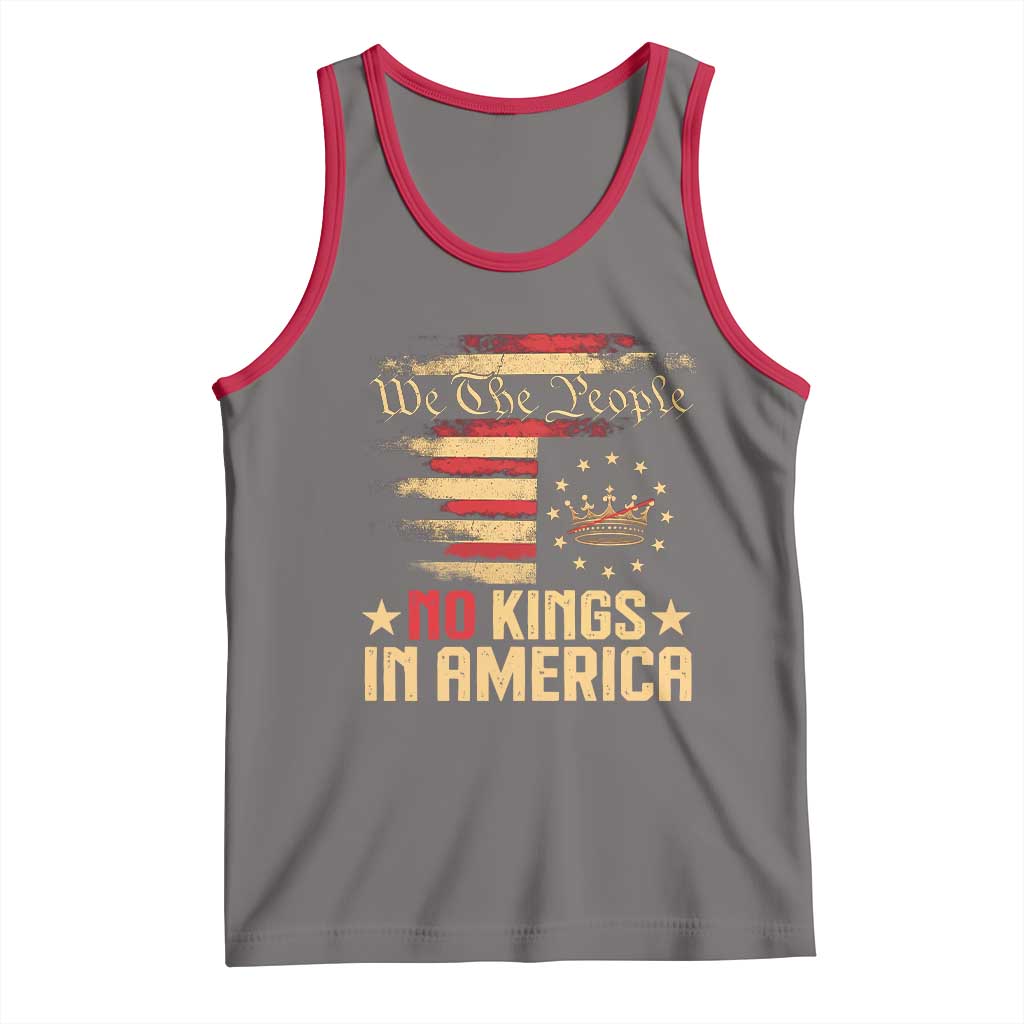 No Kings in America Tank Top Vintage Old American Flag Patriotic 1776 We The People TS10 Deep Heather Red Print Your Wear