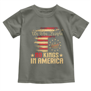 No Kings in America Toddler T Shirt Vintage Old American Flag Patriotic 1776 We The People TS10 Military Green Print Your Wear