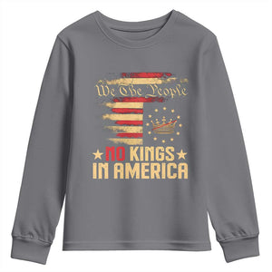 No Kings in America Youth Sweatshirt Vintage Old American Flag Patriotic 1776 We The People TS10 Charcoal Print Your Wear