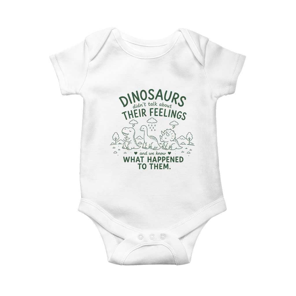 Funny Psychology Lover Baby Onesie Dinosaurs Didnt Talk About Their Feelings Mental Health Therapist