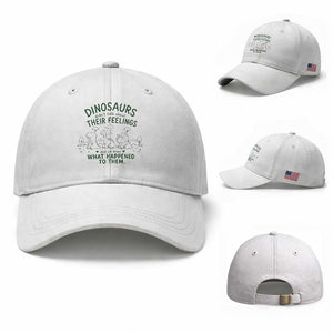 Funny Psychology Lover Baseball Cap Dinosaurs Didnt Talk About Their Feelings Mental Health Therapist TS10 Baseball Cap Universal Fit White Print Your Wear