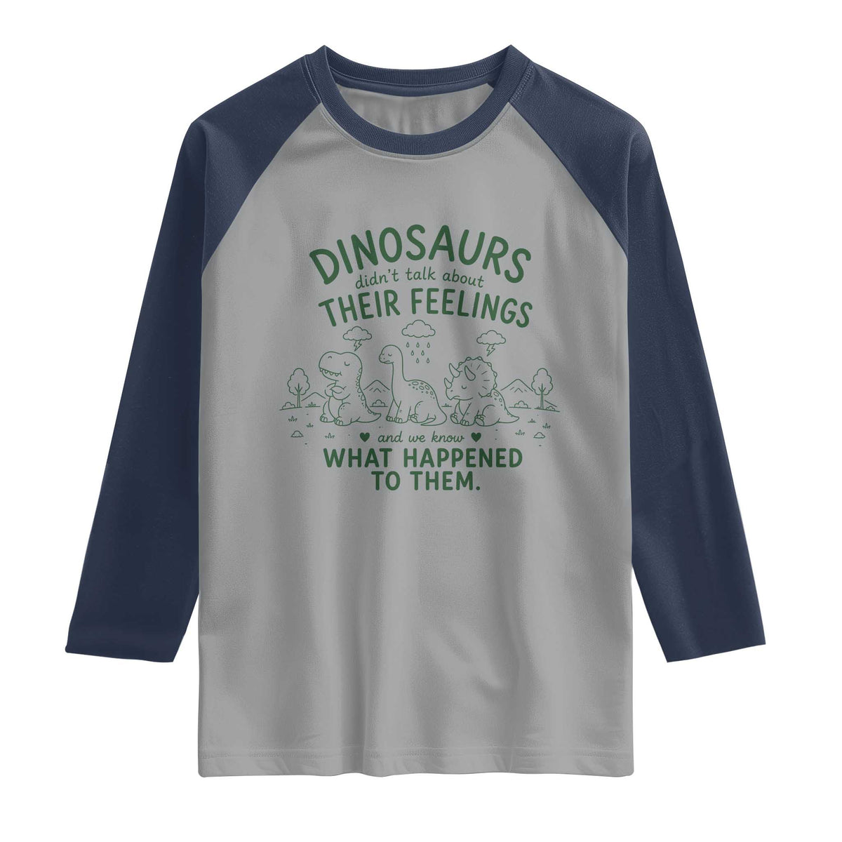 Funny Psychology Lover Raglan Shirt Dinosaurs Didnt Talk About Their Feelings Mental Health Therapist