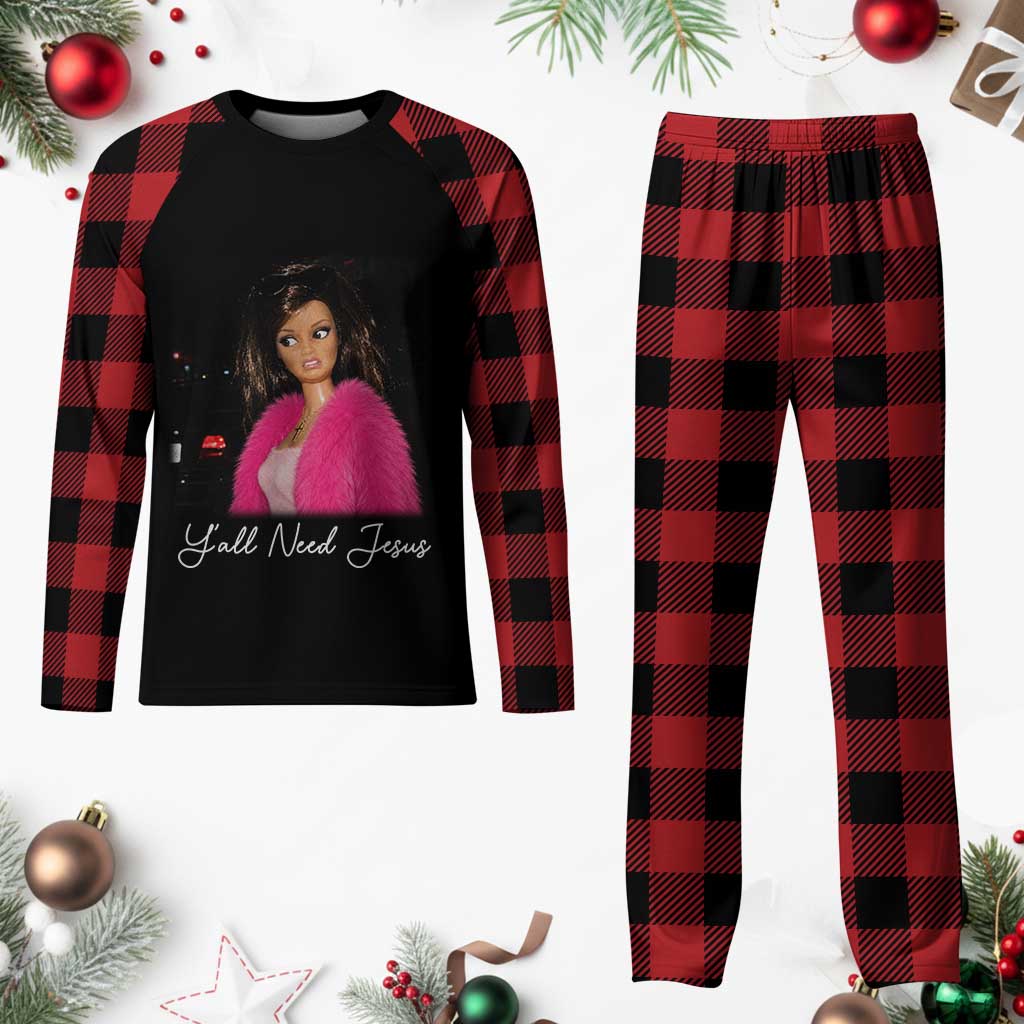 Y'all Need Jesus Funny Girls Meme Saying Christian Humor Plaid Pajama Set TS10 Buffalo Plaid Print Your Wear