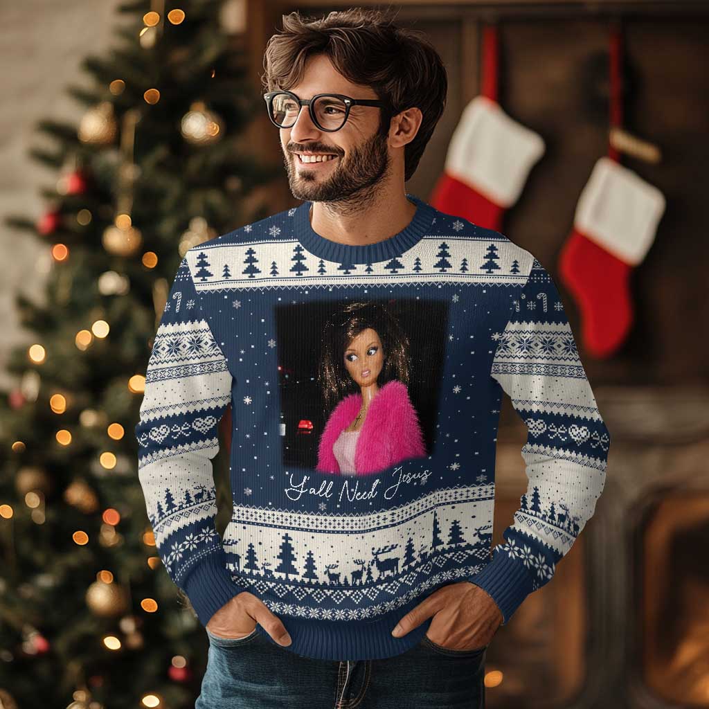 Y'all Need Jesus Funny Girls Meme Saying Christian Humor Ugly Christmas Sweater