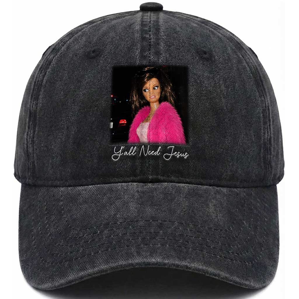 Y'all Need Jesus Funny Girls Meme Saying Christian Humor Washed Cotton Baseball Cap TS10 Print Your Wear