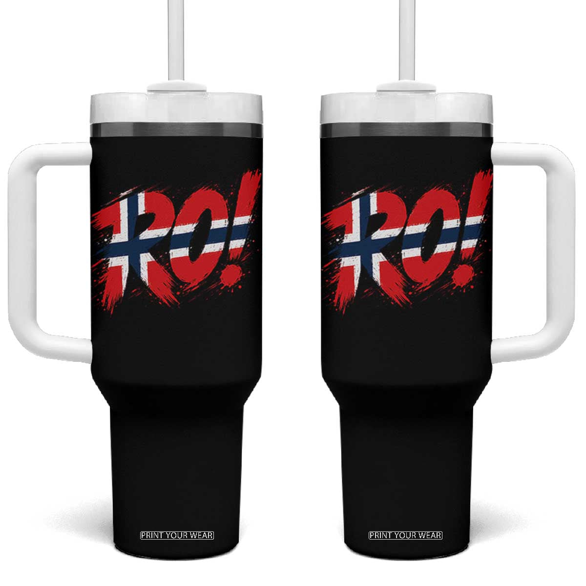 Ro Norway Viking Norwegian Flag Nordic Pride Tumbler With Handle TS10 One Size: 40 oz Black Print Your Wear
